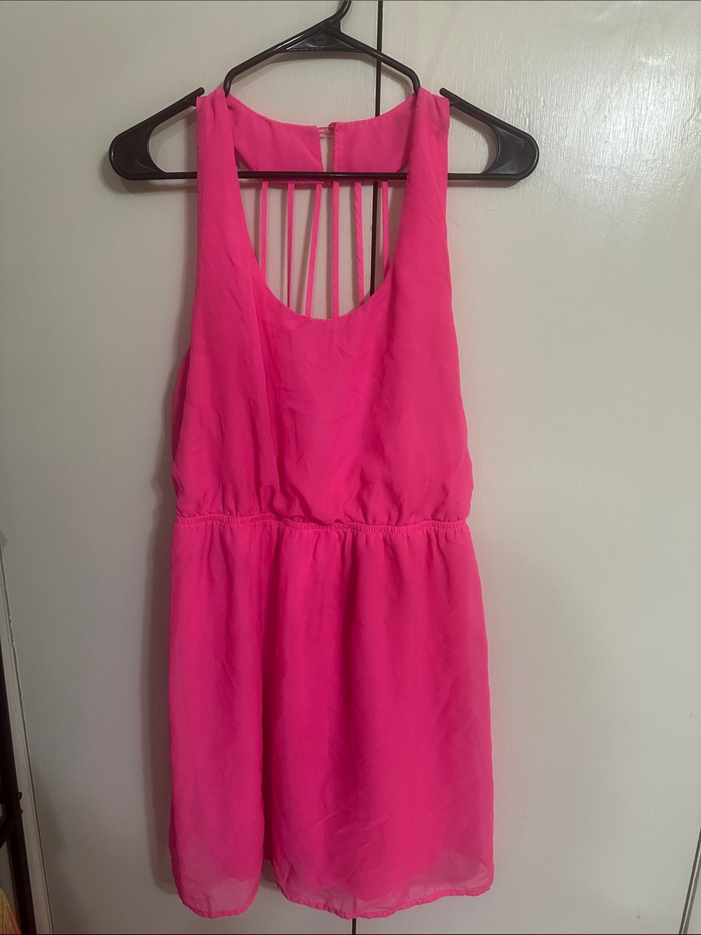 No Boundaries Hot Pink Sleeveless Tunic with Strappy Back